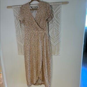 Madewell Cream and Mustard Floral Wrap Midi Dress